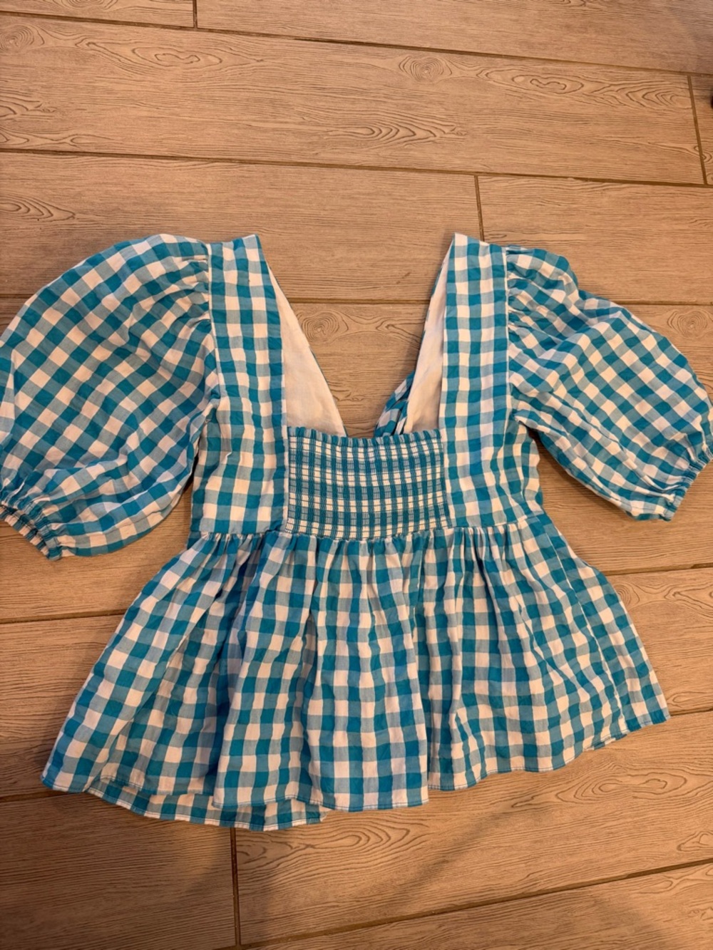 Lilly Pulitzer Sarafina Short Sleeve Teal and White Gingham Top